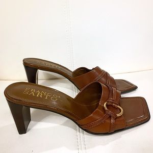 Franco Sarto Brown Leather mule heels